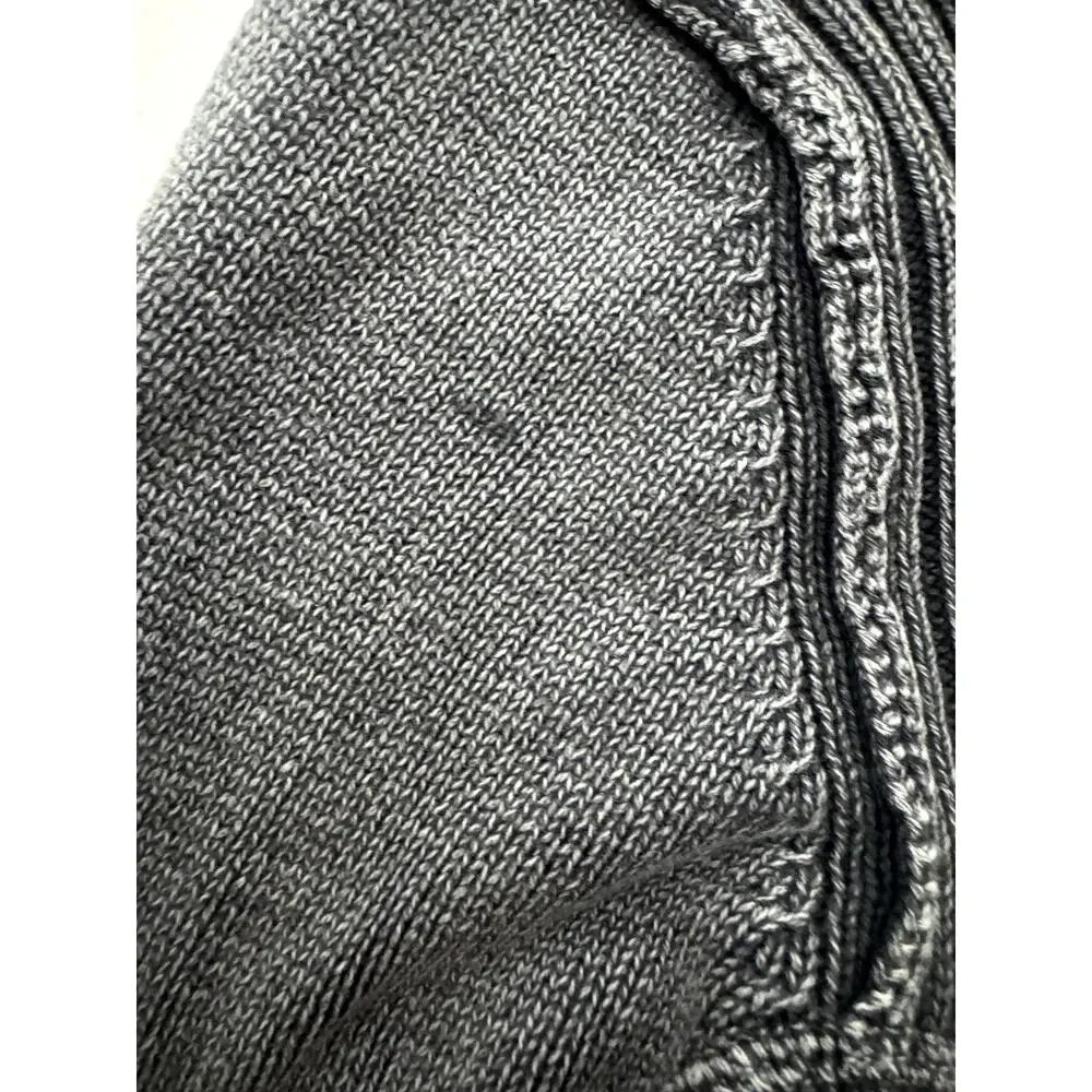 KE Distressed Knit Sweater Mens Medium Gray Mock Neck Button Pullover‎ Buckle